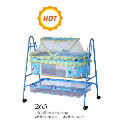 The new greeting letter new baby bed 263 with mosquito net multi-function roller iron children's cradle bed