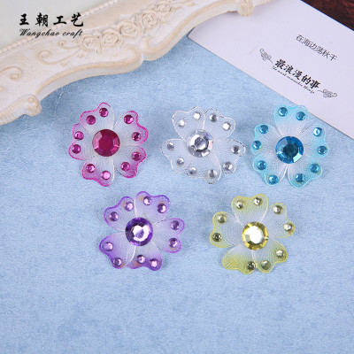 Heart-shaped flower 3.8cm simulation manual gradient color with color drill flower jewelry accessories accessories to sample custom