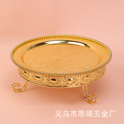 European-Style High-End Silver-Plated Metal Single-Layer Fruit Cake Plate Cake Stand Wedding Home Furnishing Baking Decorative Ornaments