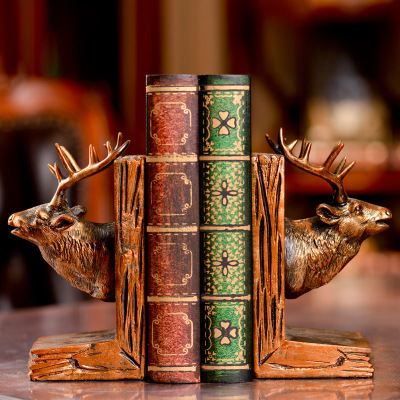 Retro creative fashion American deer head book stall book stand animal set study bedroom resin decorative craft gifts