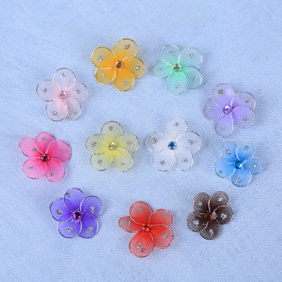 Simulation wire mesh 5cm flower pure manual DIY headgear flower cap flower material clothing accessories wholesale