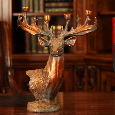 The American style country style villa model house was recently decorated to do old resin elk candlestick