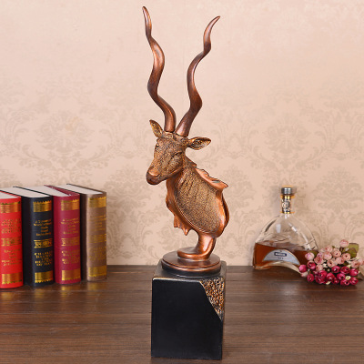 American rural style resin handicrafts antique do old station deer head wholesale home craft business gifts