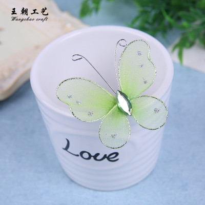 Supply 5.5cm silver butterfly handmade silk screen small butterfly accessories to sample shop
