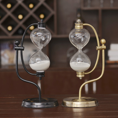 European-style metal antique gold hourglass sitting room bedroom study hourglass timer decoration pieces soft furniture wholesale