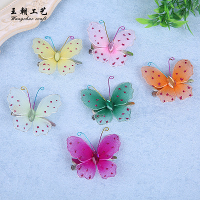 Supply 5CM stock butterfly color bright silk butterfly wing accessories manufacturers factory factory
