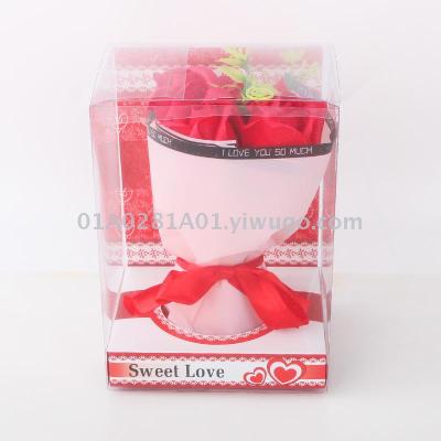 4 boxed imitation soap with roses in hand for valentine's Christmas gift boutique