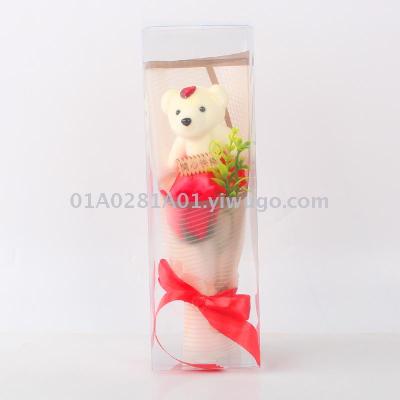 Factory direct sales rose soap flower bear gift box valentine's day birthday gift Christmas promotion promotion