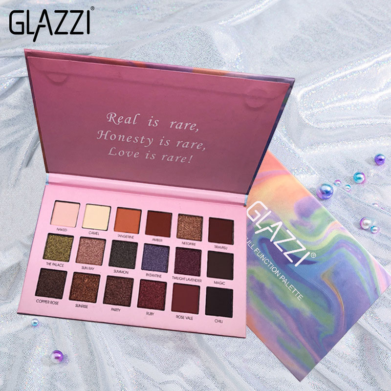 网红爆款抖音快手GLAZZI彩虹18色眼影珠光哑光大地色彩妆化批发