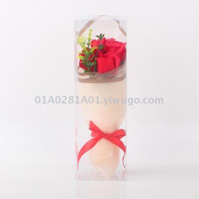 Manufacturers direct PVC transparent box of imitation soap rose Christmas valentine's day shopping mall activity gifts wholesale