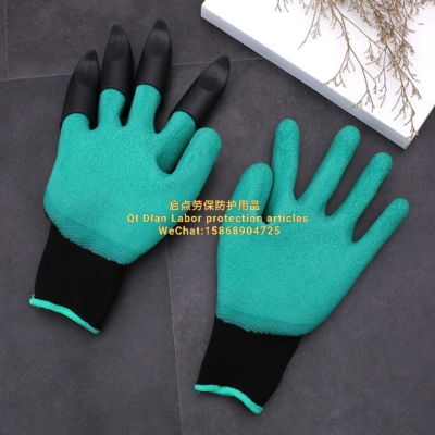 Protective gloves non-slip and wear resistant latex gloves coated Protective labor protection gloves are used for planting flowers and digging garden gloves