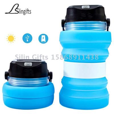 Slingifts Collapsible Bright Bottle 3-in-1Multi-function Foldable Portable Solar Water Bottle Lantern with Power Bank