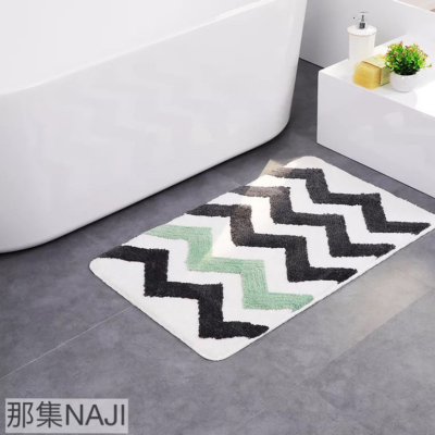 Cross border hot sale flocking wave ultra fiber floor mat bathroom water absorption non-slip mat household floor mat