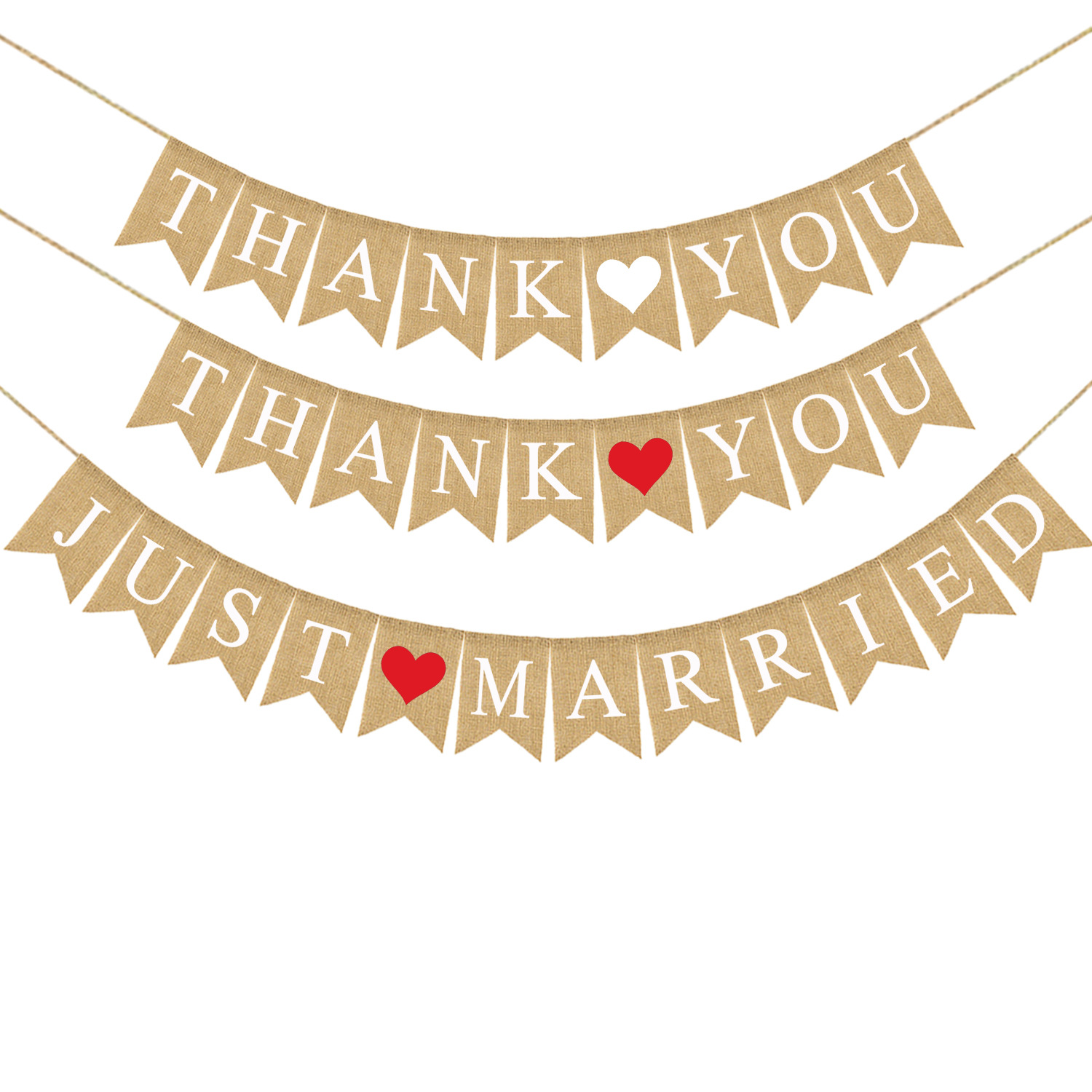 Thank You Linen Swallowtail Flag Wedding Party Decoration Supplies Just Married Hanging Flag