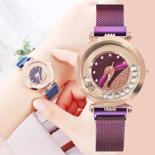 Diamond Swan Magnet Watch Women‘s Crystal Ball Magnet Women‘s Watch Foreign Trade Popular Style Internet Celebrity Quartz Watch