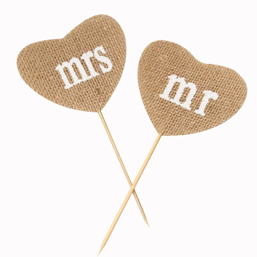 European and American Wedding Decoration Linen Decorative Flag Wedding Party Supplies Mr Mrs Love Inserts