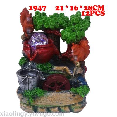 1947 Factory Direct Sales Resin Water Wheel Decoration Water Fountain Home Furnishings Opening Gifts Lucky Rockery