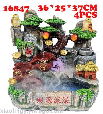 16847 Factory Direct Sales Resin Water Wheel Decoration Water Fountain Home Furnishings Opening Gift Lucky Rockery