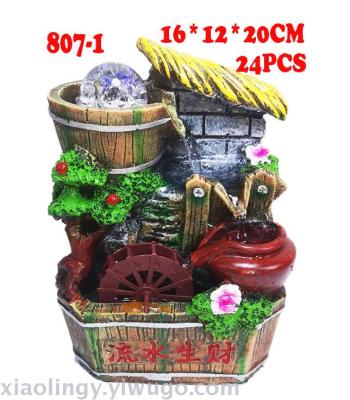 810 Factory Direct Sales Resin Water Wheel Decoration Water Fountain Home Furnishings Opening Gift Lucky Rockery