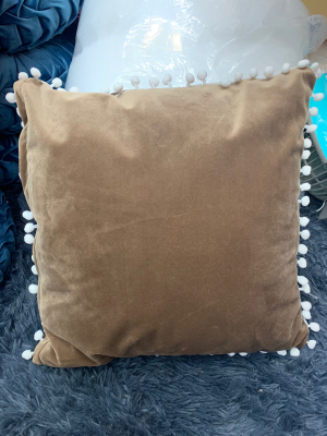 The Plain white border ball pillow is a sharp contrast to the Plain white border