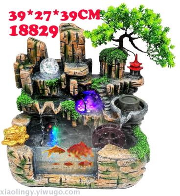 19606 Factory Direct Sales Resin Water Wheel Decoration Water Fountain Home Furnishings Opening Gift Lucky Rockery