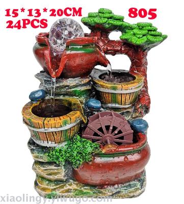 805 Factory Direct Sales Resin Water Wheel Decoration Water Fountain Home Furnishings Opening Gift Lucky Rockery