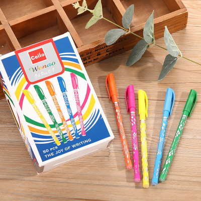 0.7mm ballpoint pen color printing plastic gift pen advertising pen office students ballpoint pen