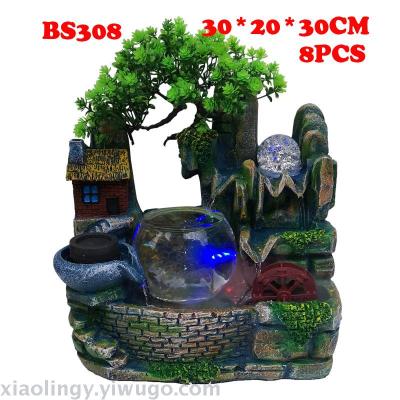 308 Factory Direct Sales Resin Water Wheel Decoration Water Fountain Home Furnishings Opening Gift Lucky Rockery