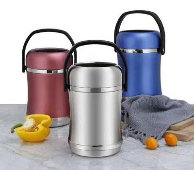 stainless steel tableware 304large capacity stainless steel vacuum insulation bucket portable three layers can hold soup
