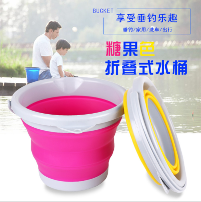 Silicone folding bucket telescopic bucket receiving bucket fishing bucket cleaning bucket washing car cleaning supplies