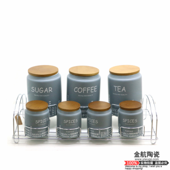 Selection of ceramic materials coffee shop western restaurant with a variety of color and style seven sealed jar jar
