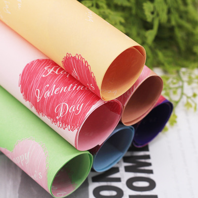 Shunqing printing flower wrapping paper gift packaging boutique lang green paper heart printing flower packaging materials boutique