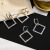 Square 925 silver earring pin exaggerated Korean long temperament move 2019 new fashion stud earrings getting out