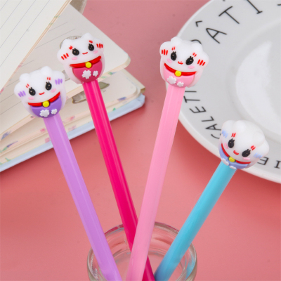 Factory Direct Sales Creative New Lucky Cat Black Gel Pen Student Studying Stationery Wholesale Custom Logo