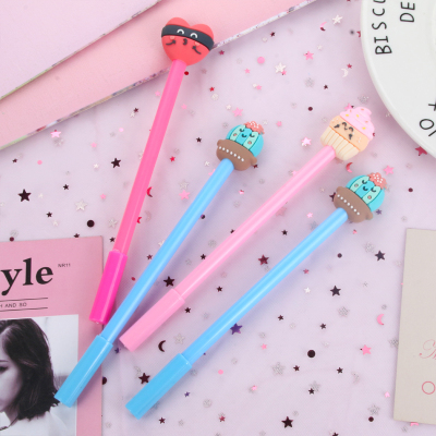 Japanese and Korean Creative New Cartoon Small Fresh Love Potted Black Gel Pen Student Studying Stationery Wholesale