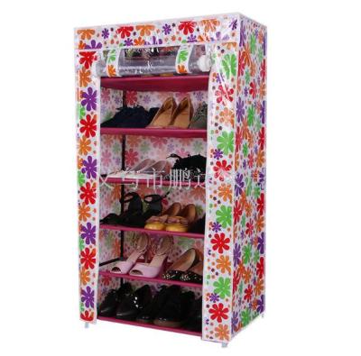 Non-woven cloth shoe rack simple dust-proof shoe cabinet finishing rack combination multifunctional film - covered 