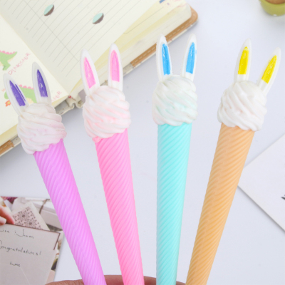 Japanese and Korean Creative New Cartoon Rabbit Ear Ice Cream Gel Pen Student Studying Stationery Wholesale Creative Stationery