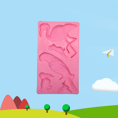 Rectangular sugar mold liquid silicone mold diy cake parrot design chocolate baking tool