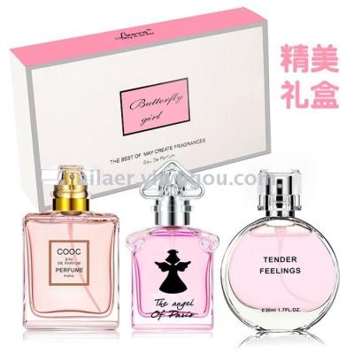 Ladies elegant lasting perfume gift box 3 sets fresh perfume floral fragrance private perfume can be hair