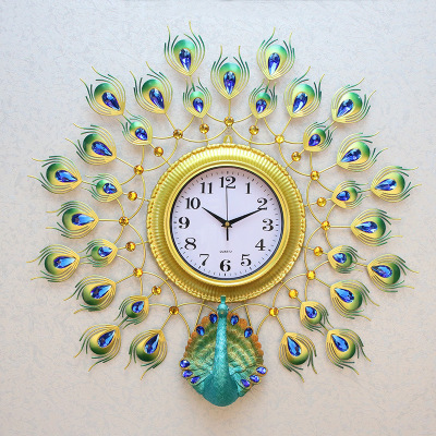 Yihong peacock wall clock sitting room  clock creative clock home decorative wall clock quartz clock wholesale