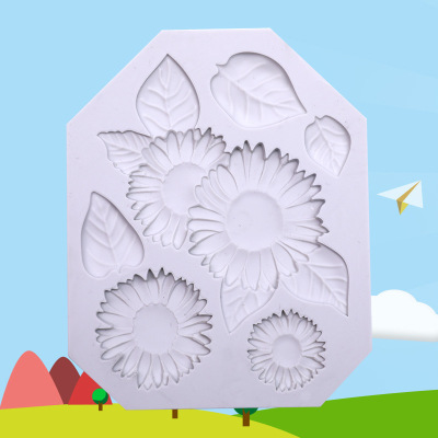Daisy pattern silicone mold for cake decoration with diy baking scissors