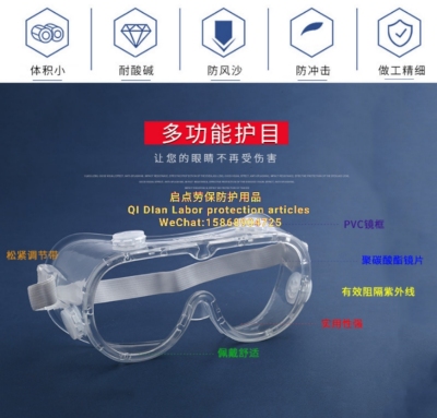 Manufacturer direct sales card four-bead goggles PC lens anti-acid and alkali anti-splash protective glasses multifunctional goggles