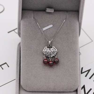 S925 pure silver plated platinum use garnet goldfish necklace simple and stylish valentine 's day gift popular in Chesapeake and Japan