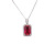 S925 S925 silver plated micro-set red corundum square pendant necklace simple fashion valentine's day gift