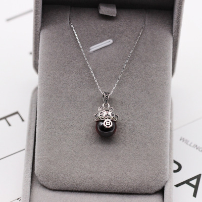 S925 pure silver vintage garnet lucky cat necklace simple and stylish valentine's day gift from Japan and Korea