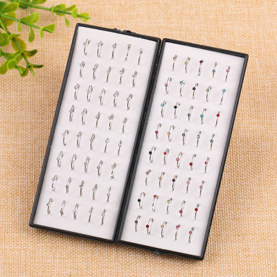 Manufacturers wholesale popular body piercing jewelry nose ring lip nail stainless steel jewelry box of 40