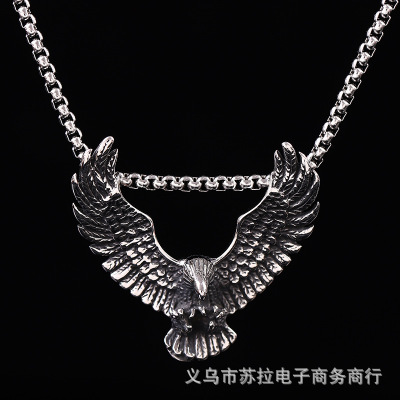 2019 new vintage move classic overbearing eagle titanium steel eagle pendant stainless steel necklace accessories wholesale