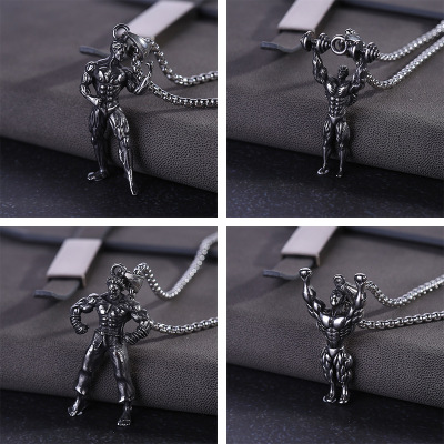 Domineer male female necklace sports muscle male titanium steel pendant fitness wear accessories stainless steel sweater chain