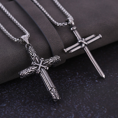 Europe and the United States new style cross pendant men and women Europe and the United States necklace creative pendant punk wind couples hip hop hang accessories