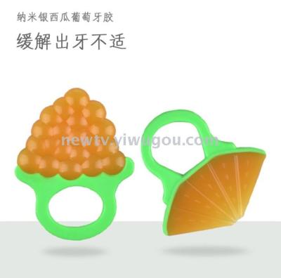 Baby tooth fixator pacify molars toy silica gel gum nanometer silver baby fruit gum